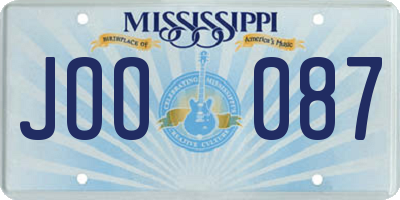 MS license plate JOO087