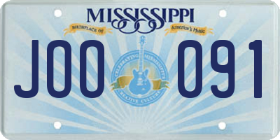 MS license plate JOO091