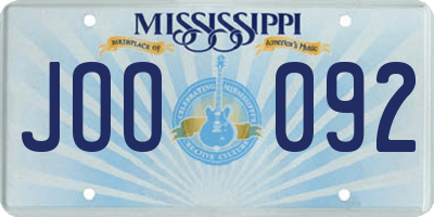 MS license plate JOO092
