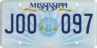 MS license plate JOO097