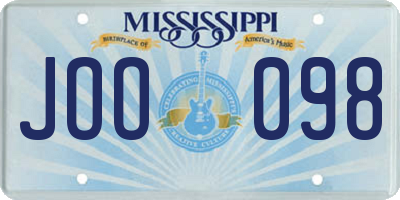 MS license plate JOO098