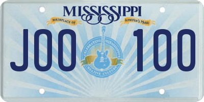 MS license plate JOO100