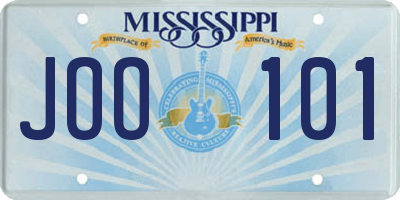MS license plate JOO101