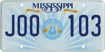 MS license plate JOO103