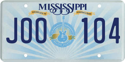 MS license plate JOO104