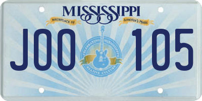 MS license plate JOO105