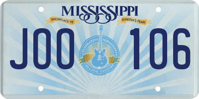 MS license plate JOO106