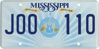 MS license plate JOO110