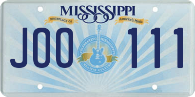 MS license plate JOO111
