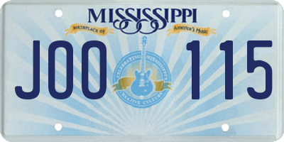 MS license plate JOO115