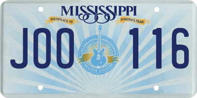 MS license plate JOO116