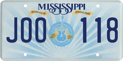 MS license plate JOO118