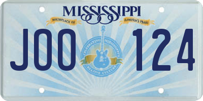 MS license plate JOO124