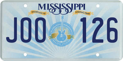 MS license plate JOO126