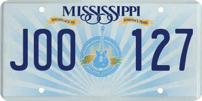 MS license plate JOO127