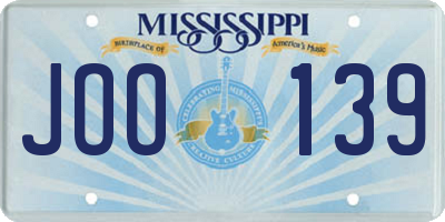 MS license plate JOO139