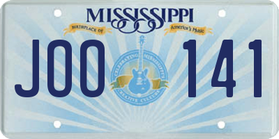MS license plate JOO141