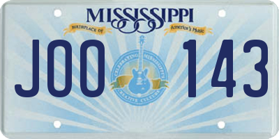MS license plate JOO143