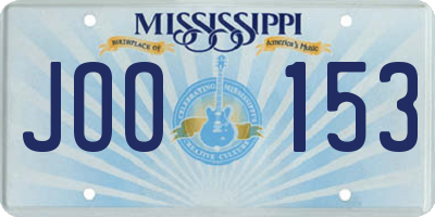 MS license plate JOO153