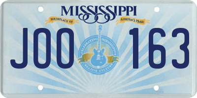 MS license plate JOO163