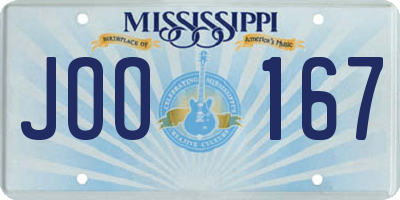 MS license plate JOO167