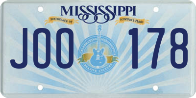 MS license plate JOO178