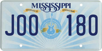 MS license plate JOO180