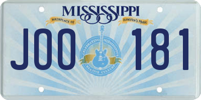 MS license plate JOO181