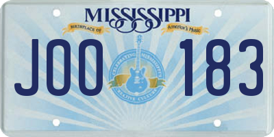 MS license plate JOO183