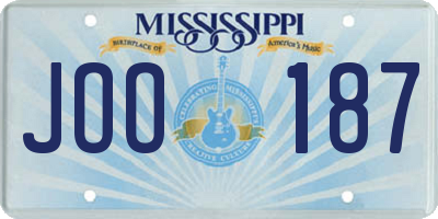 MS license plate JOO187