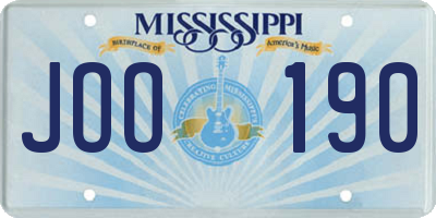MS license plate JOO190