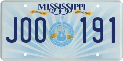 MS license plate JOO191