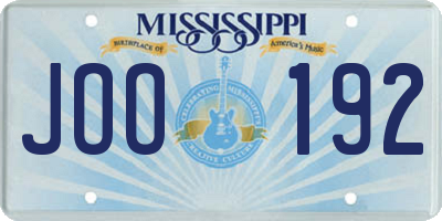 MS license plate JOO192