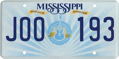 MS license plate JOO193