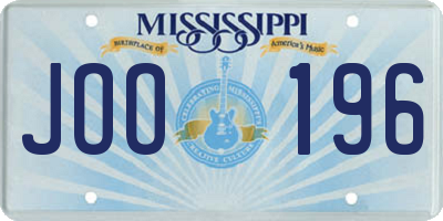 MS license plate JOO196