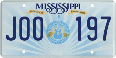 MS license plate JOO197