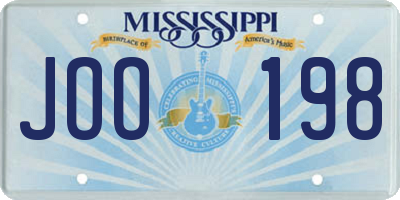 MS license plate JOO198