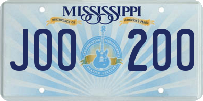 MS license plate JOO200