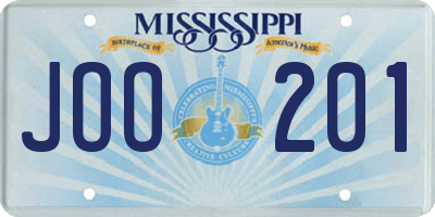 MS license plate JOO201