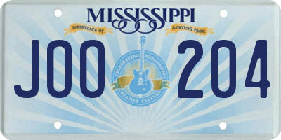 MS license plate JOO204