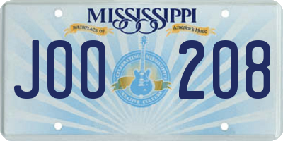 MS license plate JOO208