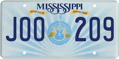 MS license plate JOO209