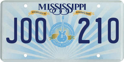 MS license plate JOO210