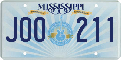MS license plate JOO211