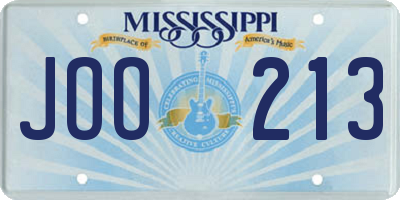 MS license plate JOO213