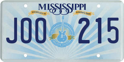 MS license plate JOO215