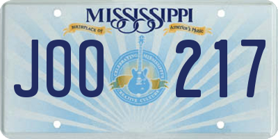 MS license plate JOO217
