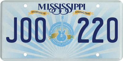 MS license plate JOO220