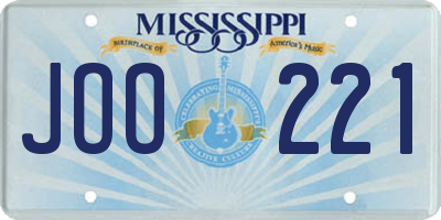 MS license plate JOO221