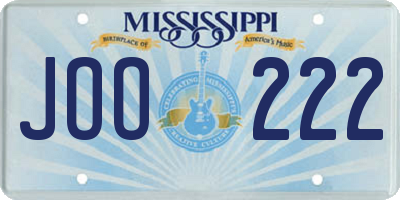 MS license plate JOO222